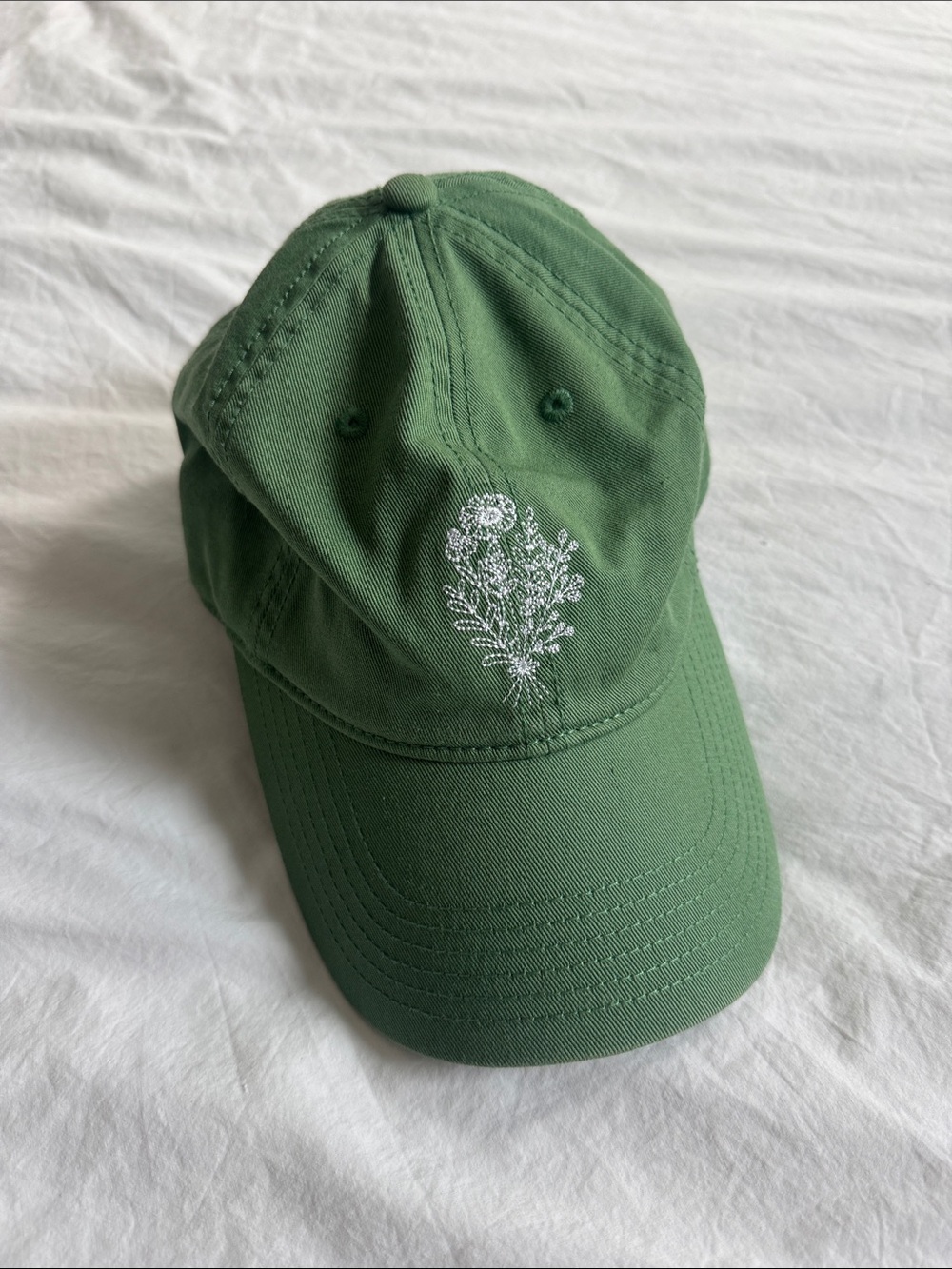 NEW Anthropologie 100% Cotton Floral Green Baseball Cap
